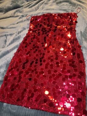 Bar III Party Animal Sequin Mini Dress Deep Scarlet Red XS NWT